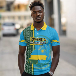 Personalised 1 July Independence Day Rwanda Polo Shirt African Imigongo Happy 61st Anniversary