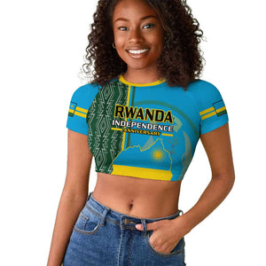 Personalised 1 July Independence Day Rwanda Raglan Cropped T shirt African Imigongo Happy 61st Anniversary