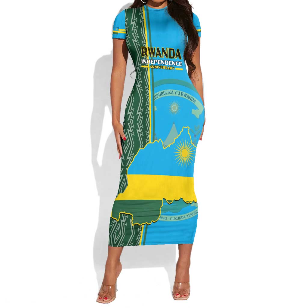 Personalised 1 July Independence Day Rwanda Short Sleeve Bodycon Dress African Imigongo Happy 61st Anniversary