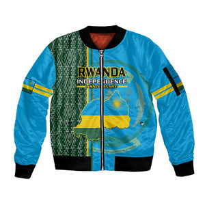 Personalised 1 July Independence Day Rwanda Sleeve Zip Bomber Jacket African Imigongo Happy 61st Anniversary