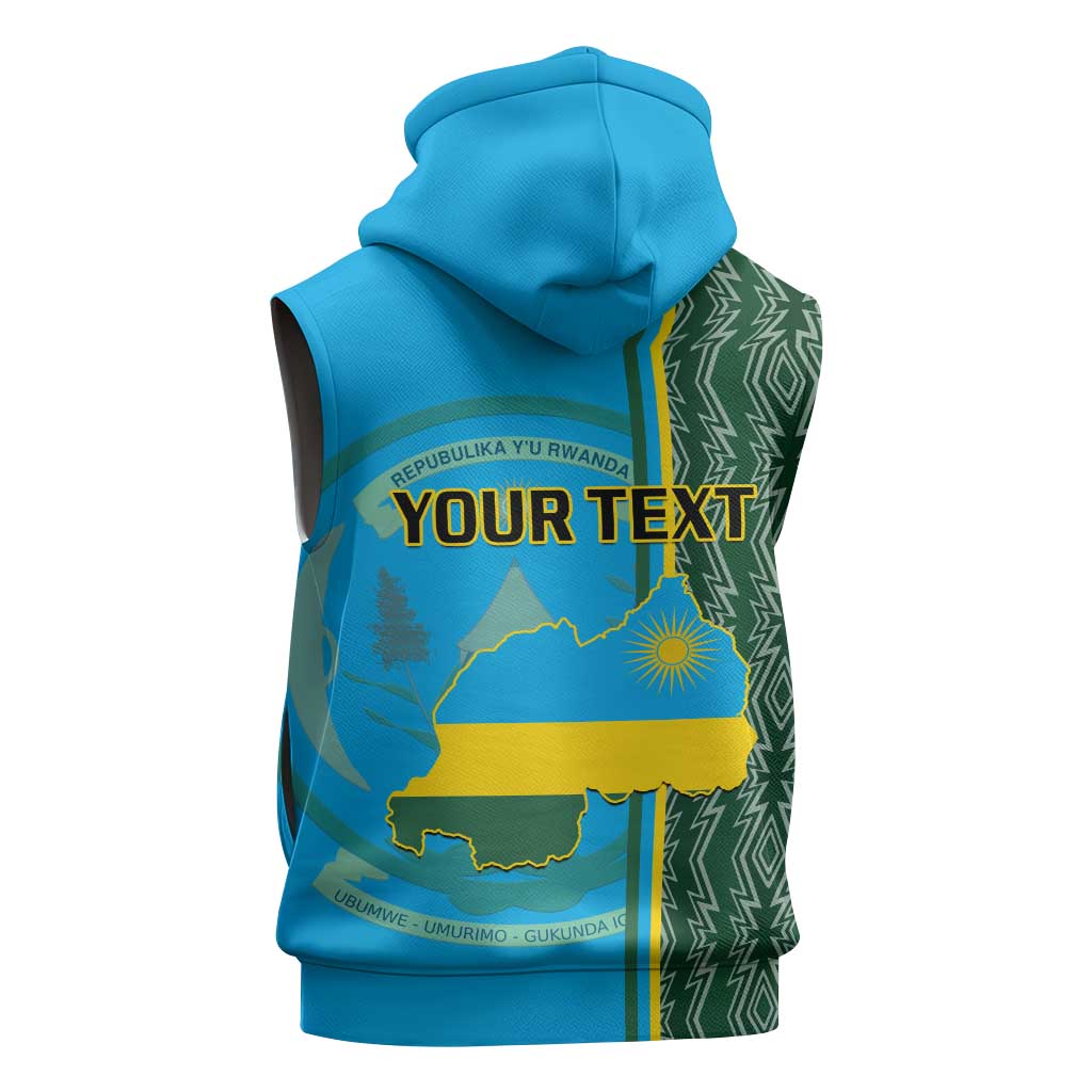 Personalised 1 July Independence Day Rwanda Sleeveless Hoodie African Imigongo Happy 61st Anniversary - African Pride