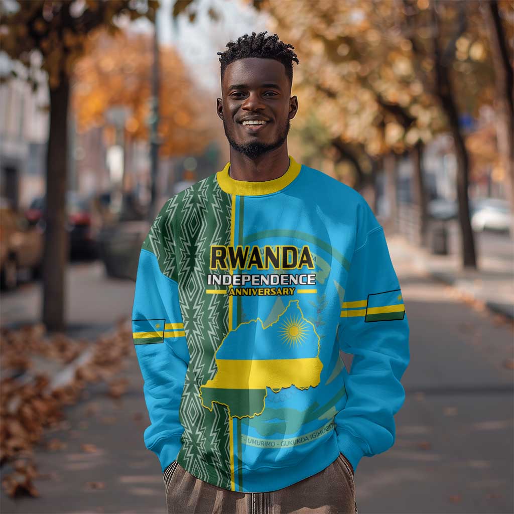 Personalised 1 July Independence Day Rwanda Sweatshirt African Imigongo Happy 61st Anniversary