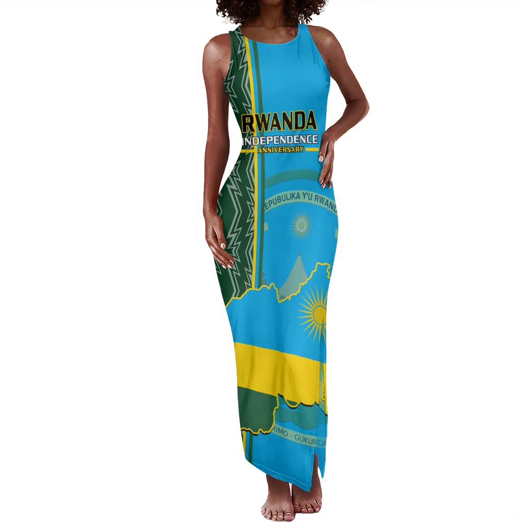 Personalised 1 July Independence Day Rwanda Tank Maxi Dress African Imigongo Happy 61st Anniversary