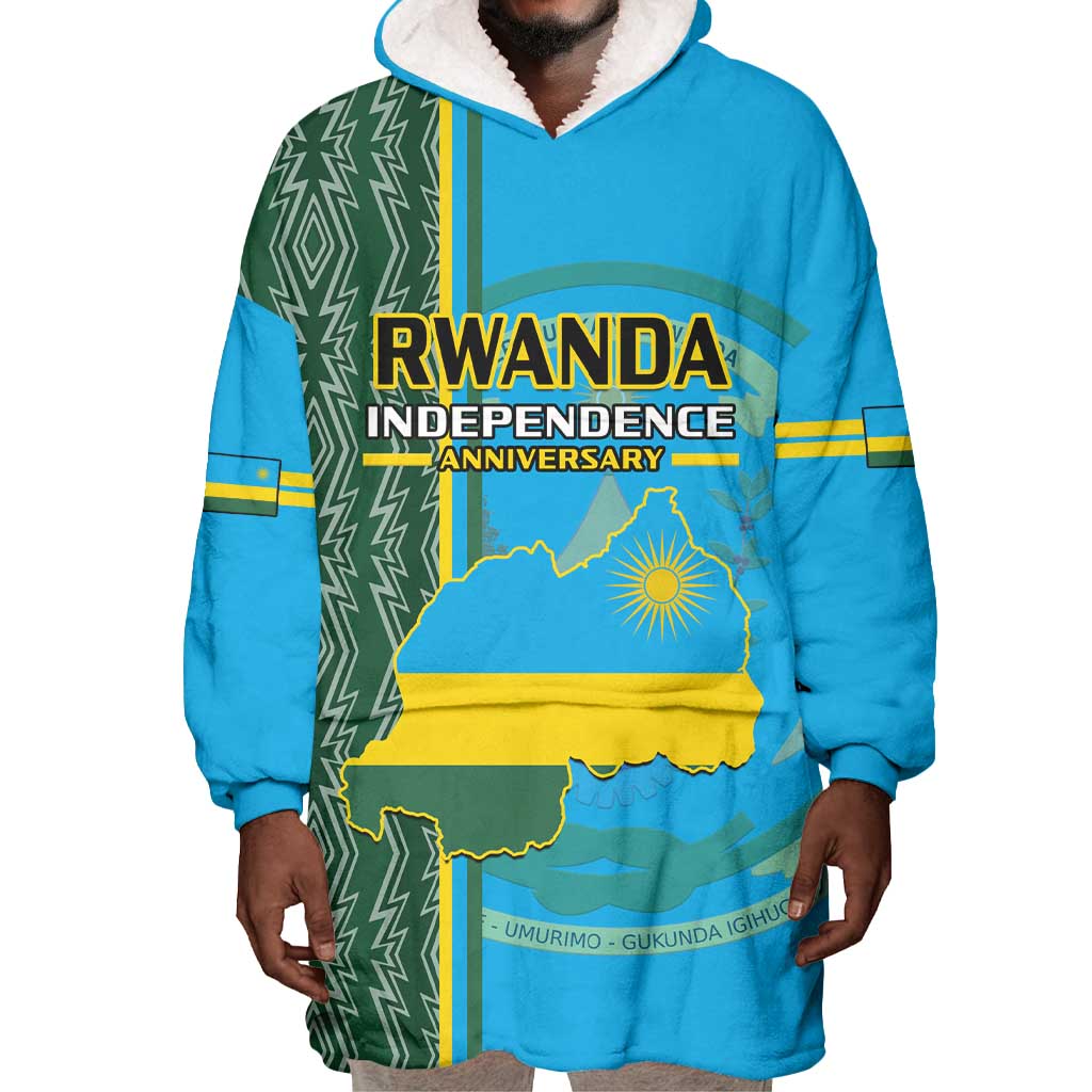 Personalised 1 July Independence Day Rwanda Wearable Blanket Hoodie African Imigongo Happy 61st Anniversary