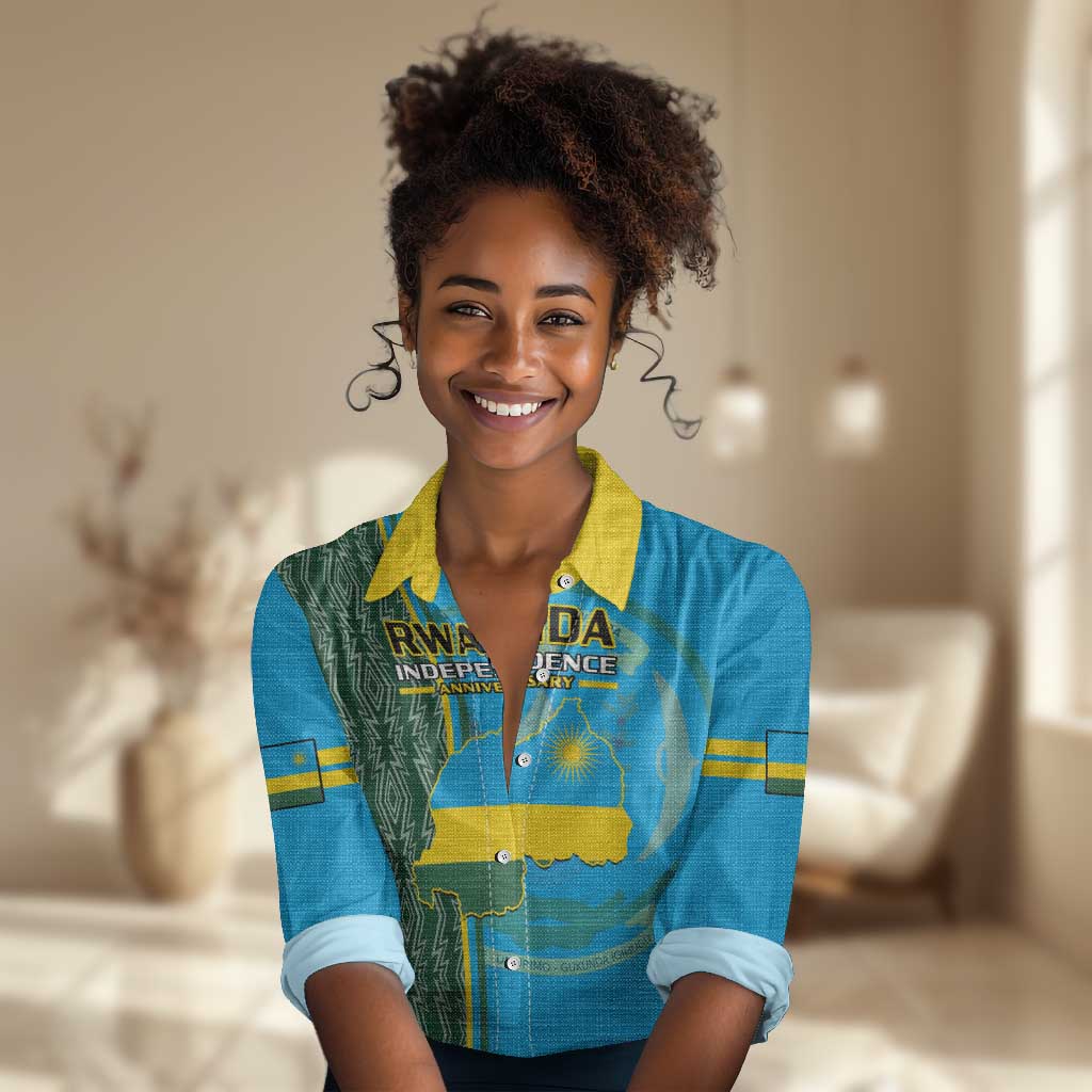 Personalised 1 July Independence Day Rwanda Women Casual Shirt African Imigongo Happy 61st Anniversary