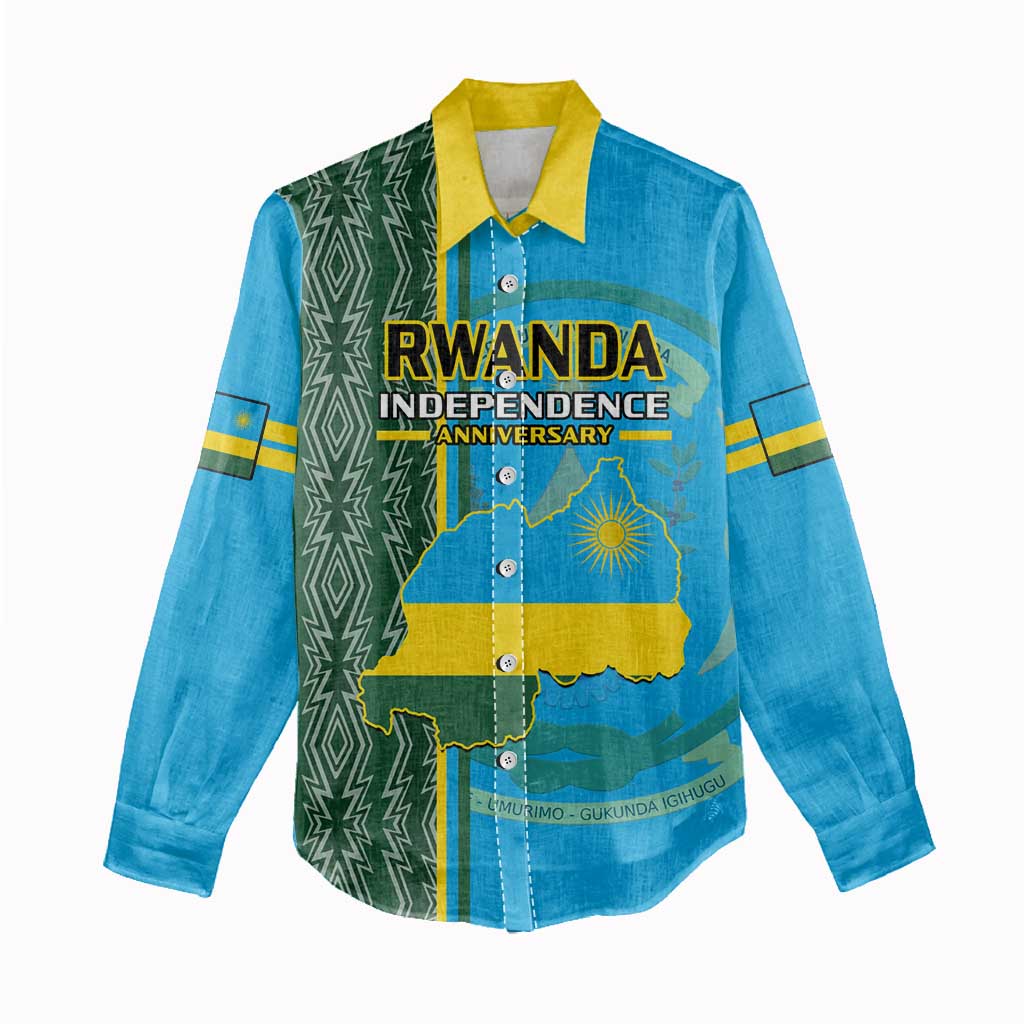 Personalised 1 July Independence Day Rwanda Women Casual Shirt African Imigongo Happy 61st Anniversary LT14