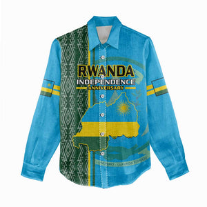 Personalised 1 July Independence Day Rwanda Women Casual Shirt African Imigongo Happy 61st Anniversary