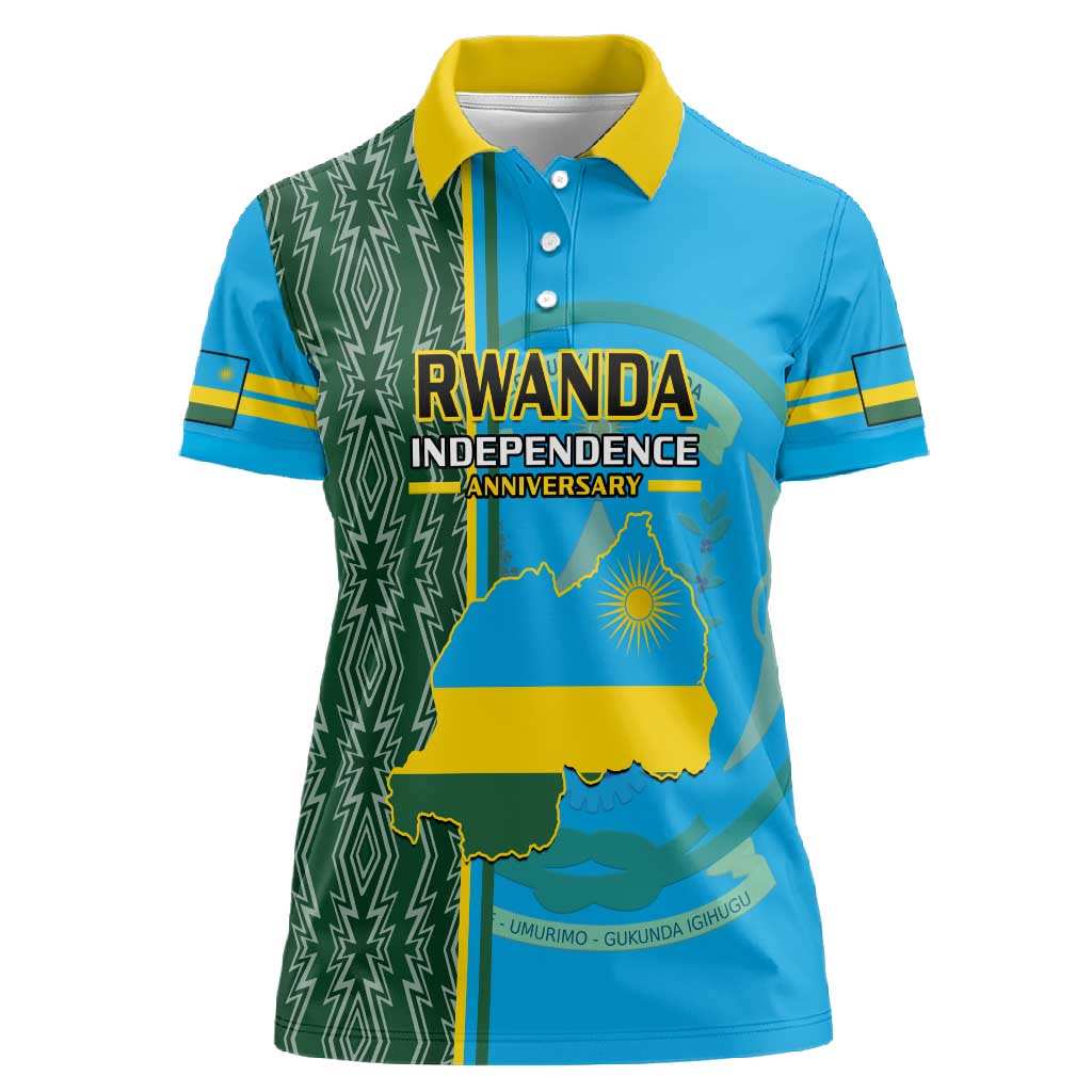 Personalised 1 July Independence Day Rwanda Women Polo Shirt African Imigongo Happy 61st Anniversary