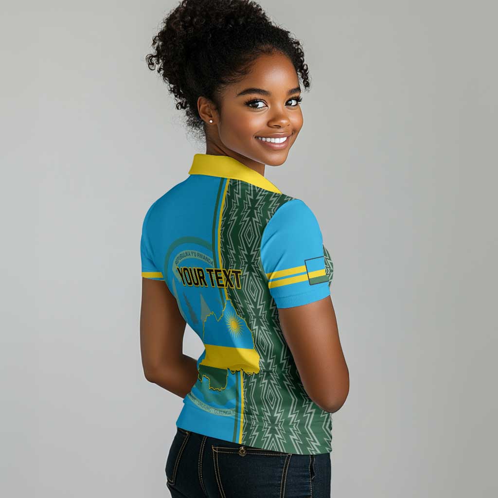 Personalised 1 July Independence Day Rwanda Women Polo Shirt African Imigongo Happy 61st Anniversary