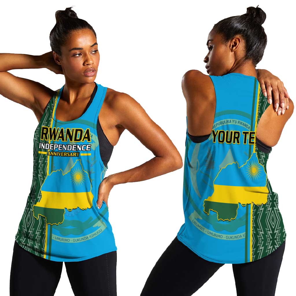 Personalised 1 July Independence Day Rwanda Women Racerback Tank African Imigongo Happy 61st Anniversary