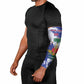 Custom Haiti Football Arm Sleeves Les Grenadiers Blue Grunge Polynesian Tattoo