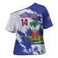 Custom Haiti Football Cross Shoulder Shirt Les Grenadiers Blue Grunge Polynesian Tattoo