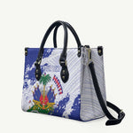 Custom Haiti Football Leather Bag Les Grenadiers Blue Grunge Polynesian Tattoo
