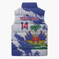 Custom Haiti Football Sleeveless Puffer Jacket Les Grenadiers Blue Grunge Polynesian Tattoo