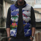 Custom Haiti Football Sleeveless Puffer Jacket Les Grenadiers Blue Grunge Polynesian Tattoo