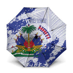 Custom Haiti Football Umbrella Les Grenadiers Blue Grunge Polynesian Tattoo