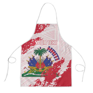 Custom Haiti Football Apron Les Grenadiers Red Grunge Polynesian Tattoo