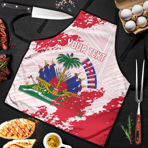 Custom Haiti Football Apron Les Grenadiers Red Grunge Polynesian Tattoo