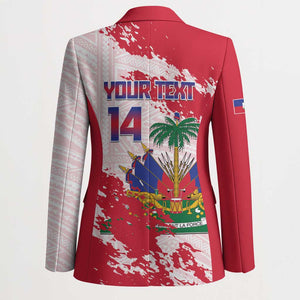 Custom Haiti Football Blazer Les Grenadiers Red Grunge Polynesian Tattoo