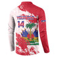 Custom Haiti Football Button Sweatshirt Les Grenadiers Red Grunge Polynesian Tattoo