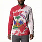 Custom Haiti Football Button Sweatshirt Les Grenadiers Red Grunge Polynesian Tattoo