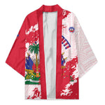 Custom Haiti Football Kimono Les Grenadiers Red Grunge Polynesian Tattoo