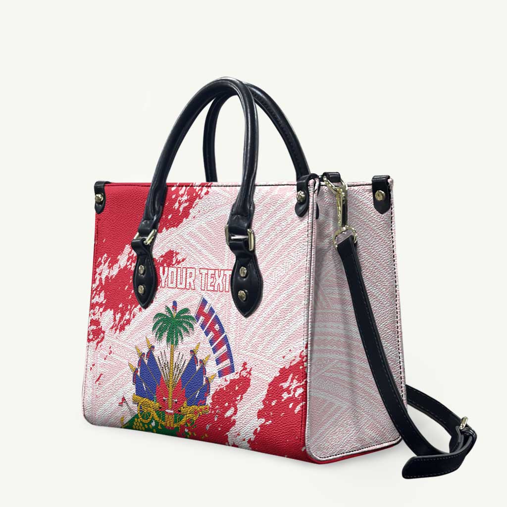 Custom Haiti Football Leather Bag Les Grenadiers Red Grunge Polynesian Tattoo