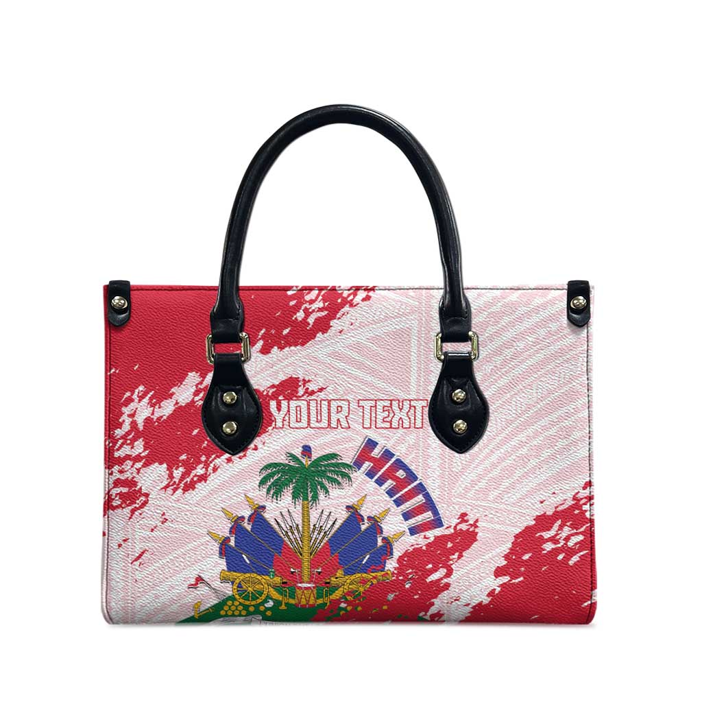 Custom Haiti Football Leather Bag Les Grenadiers Red Grunge Polynesian Tattoo