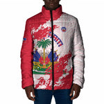 Custom Haiti Football Padded Jacket Les Grenadiers Red Grunge Polynesian Tattoo