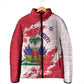 Custom Haiti Football Padded Jacket Les Grenadiers Red Grunge Polynesian Tattoo