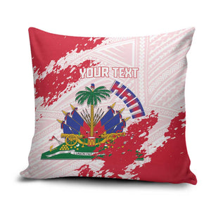 Custom Haiti Football Pillow Cover Les Grenadiers Red Grunge Polynesian Tattoo