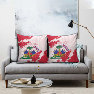 Custom Haiti Football Pillow Cover Les Grenadiers Red Grunge Polynesian Tattoo