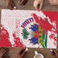 Custom Haiti Football Puzzle Les Grenadiers Red Grunge Polynesian Tattoo
