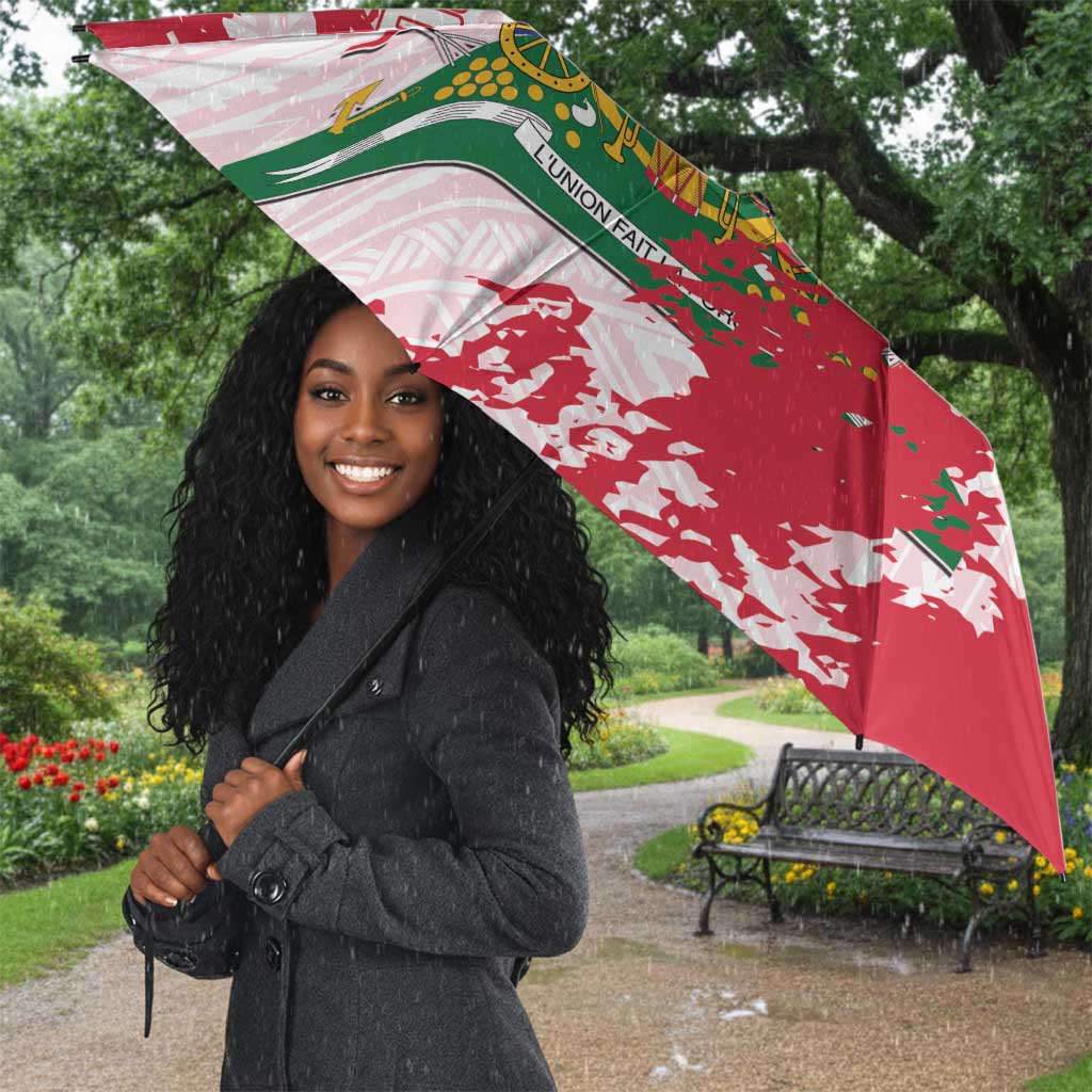 Custom Haiti Football Umbrella Les Grenadiers Red Grunge Polynesian Tattoo