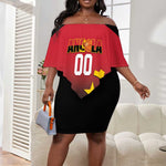 Afro Basketball Custom Angola Off Shoulder Short Dress Go Champions Angolan - African Pride