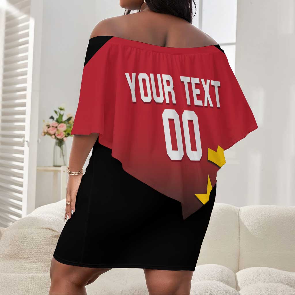 Afro Basketball Custom Angola Off Shoulder Short Dress Go Champions Angolan - African Pride