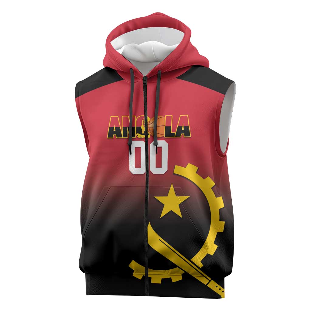 Afro Basketball Custom Angola Sleeveless Zip Hoodie Go Champions Angolan - African Pride