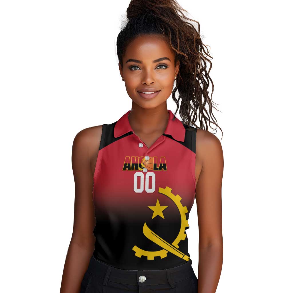 Afro Basketball Custom Angola Women Sleeveless Polo Shirt Go Champions Angolan - African Pride