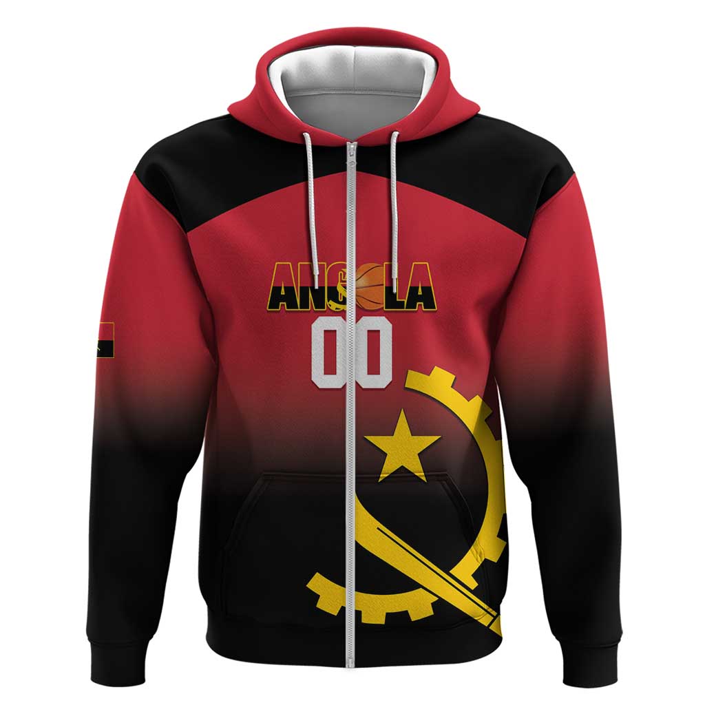 Afro Basketball Custom Angola Zip Hoodie Go Champions Angolan - African Pride