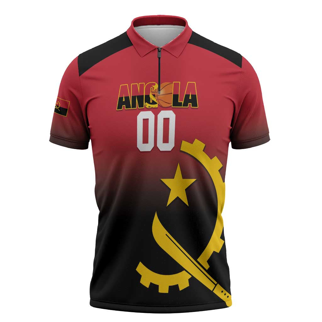 Angola Basketball Custom Zipper Polo Shirt Go Champions Angolan