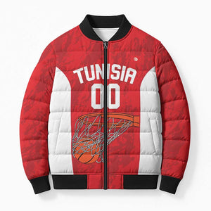 Tunisia Basketball Custom Bomber Puffer Jacket Go Champions Eagles of Carthage