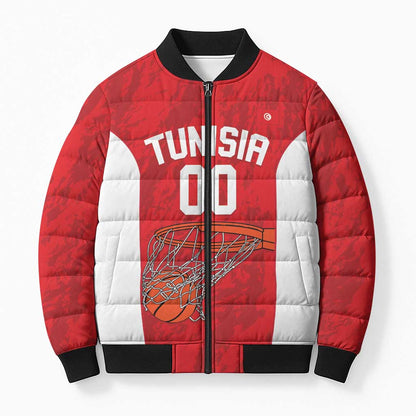 Tunisia Basketball Custom Bomber Puffer Jacket Go Champions Eagles of Carthage
