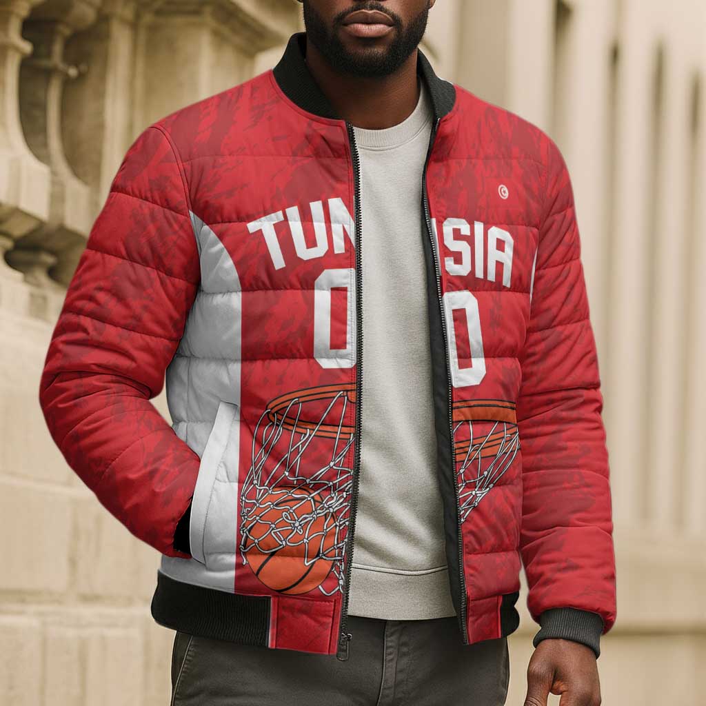 Tunisia Basketball Custom Bomber Puffer Jacket Go Champions Eagles of Carthage