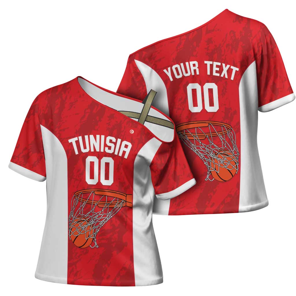 Tunisia Basketball Custom Cross Shoulder Shirt Go Champions Eagles of Carthage