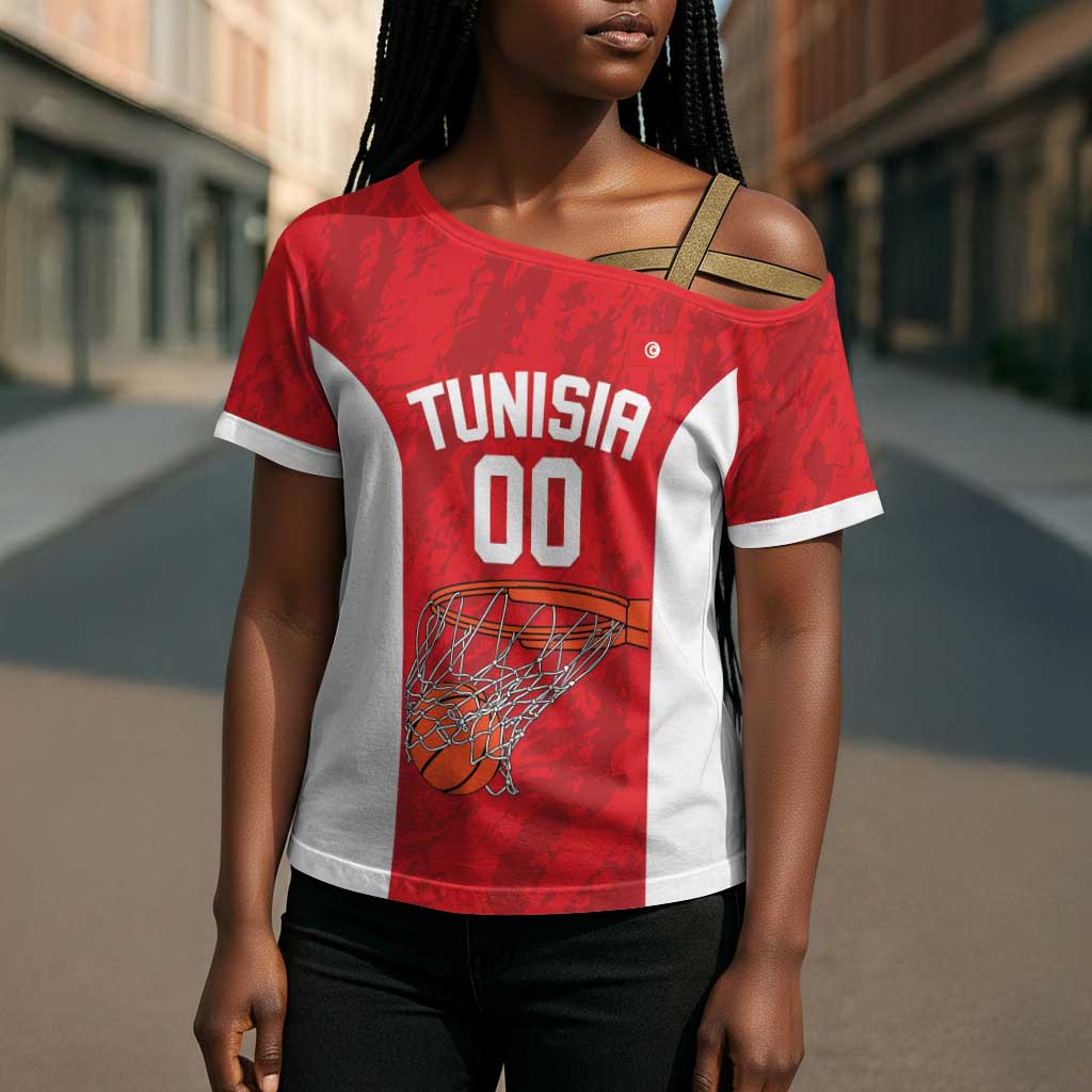 Tunisia Basketball Custom Cross Shoulder Shirt Go Champions Eagles of Carthage