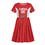 Afro Basketball Custom Tunisia Kid Short Sleeve Dress Go Champions Eagles of Carthage - African Pride