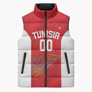 Tunisia Basketball Custom Sleeveless Puffer Jacket Go Champions Eagles of Carthage