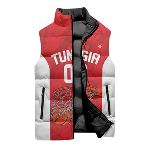 Tunisia Basketball Custom Sleeveless Puffer Jacket Go Champions Eagles of Carthage