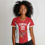 Afro Basketball Custom Tunisia Women V-Neck T-Shirt Go Champions Eagles of Carthage - African Pride