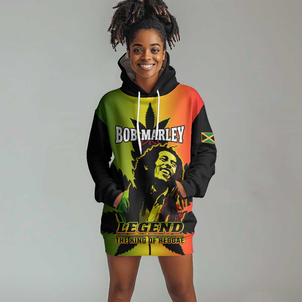 Afro Jamaica Legend Bob Hoodie Dress The King Of Reggae